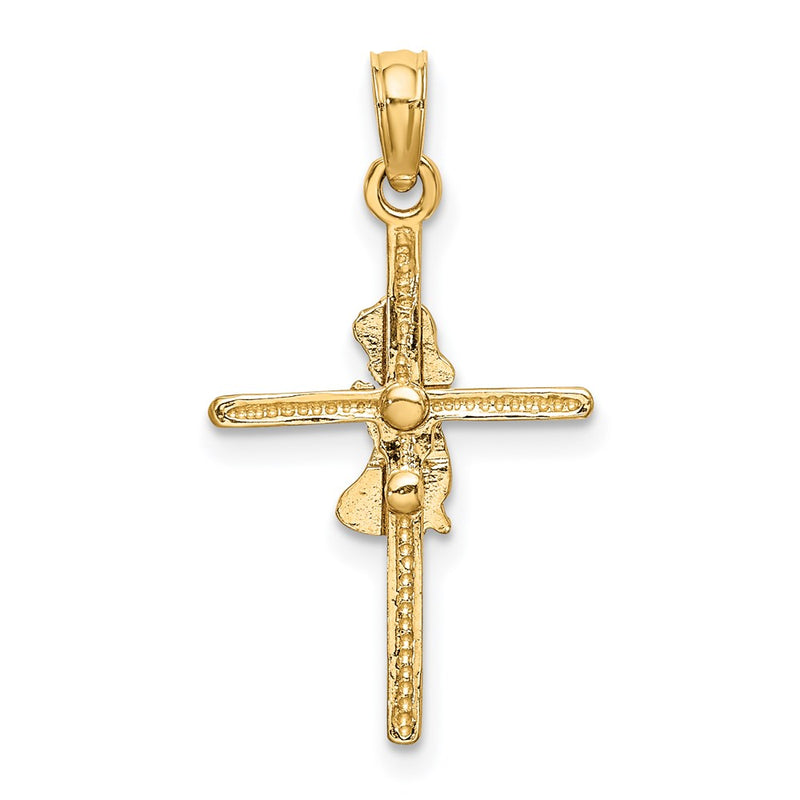 14k Praying Girl Cross Charm-D3734