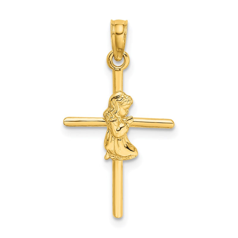 14k Praying Girl Cross Charm-D3734