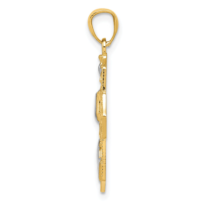 14k w/Rhodium Cross Pendant-D3735
