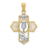 14k w/Rhodium Cross Pendant-D3735