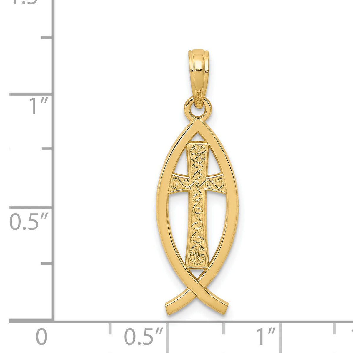 14k Ichthus Fish Pendant-D3741