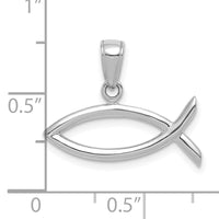 14k White Gold Ichthus Fish Pendant-D3742W