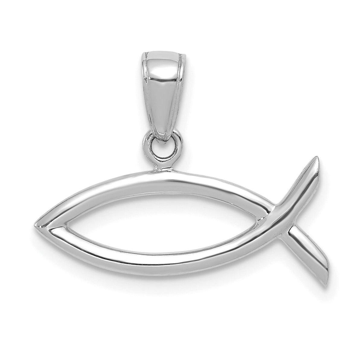 14k White Gold Ichthus Fish Pendant-D3742W