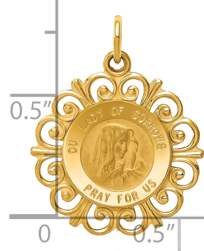 14k Our Lady of Sorrows Medal Pendant-D3760
