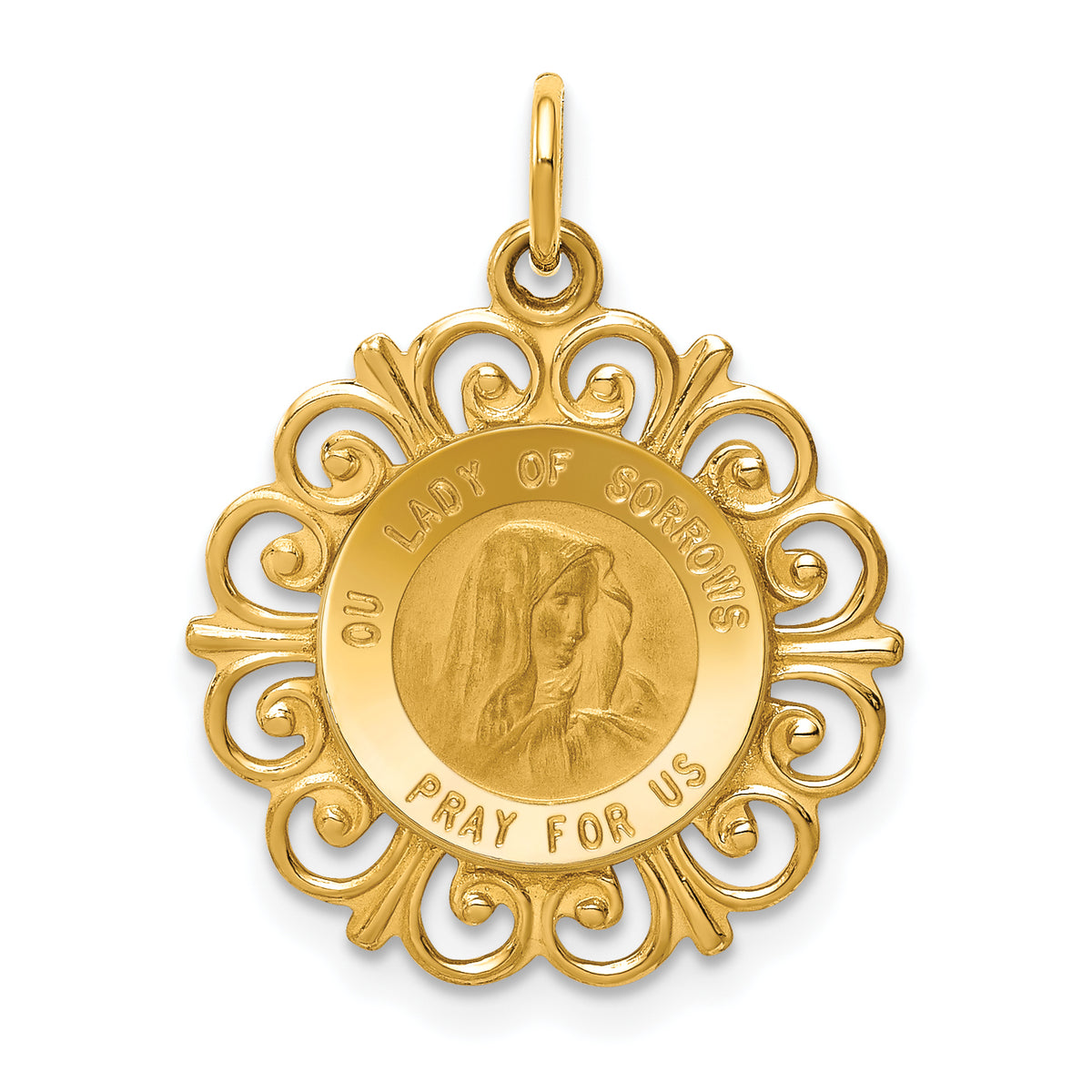 14k Our Lady of Sorrows Medal Pendant-D3760