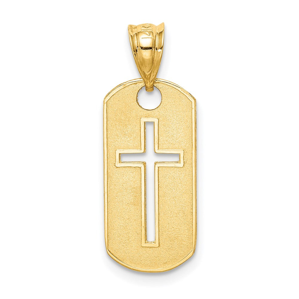 14k Polished Cross Cut-out Pendant-D3794