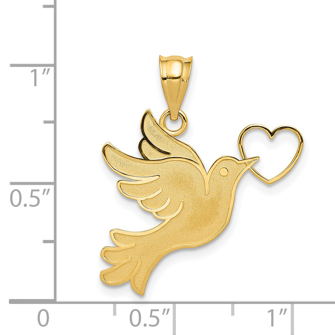 14K Dove w/Heart Pendant-D3797