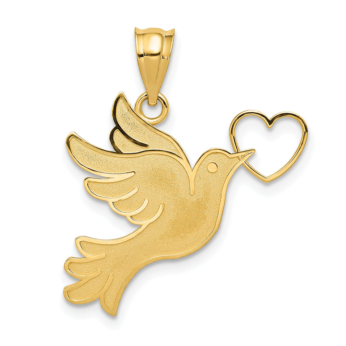 14K Dove w/Heart Pendant-D3797