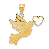 14K Dove w/Heart Pendant-D3797
