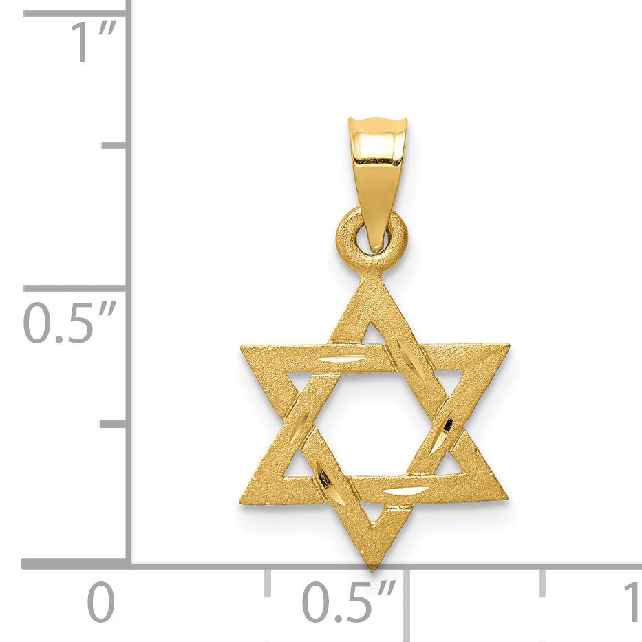 14k Solid Satin Star of David Charm-D38