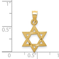 14k Solid Satin Star of David Charm-D38