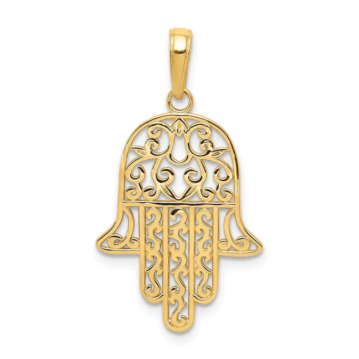14K Filigree Chamseh Pendant-D3808