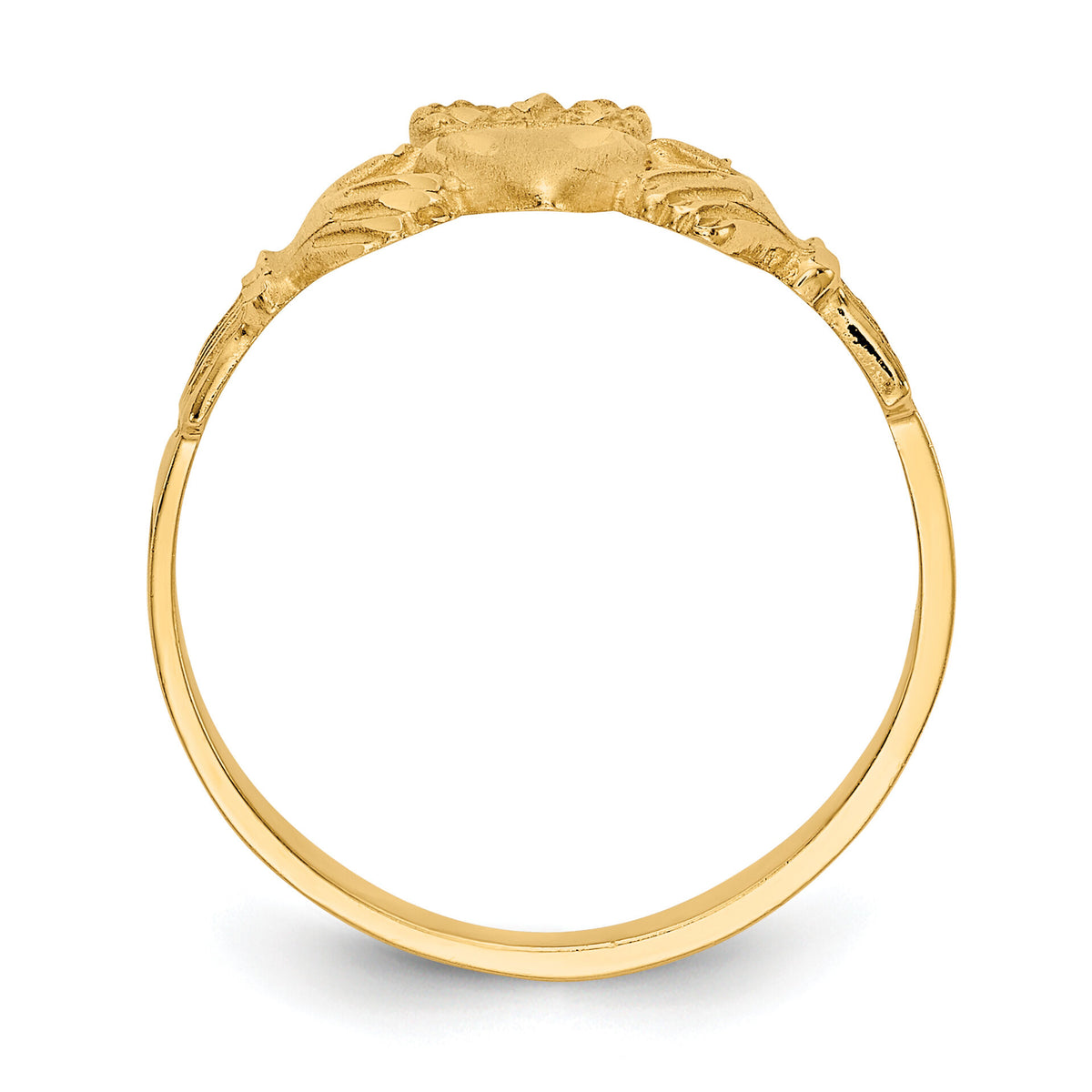 14K Satin and Diamond-cut Claddagh Ring-D3816