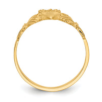 14K Satin and Diamond-cut Claddagh Ring-D3816