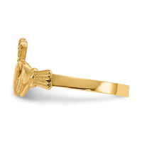 14K Satin and Diamond-cut Claddagh Ring-D3816