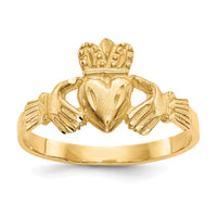 14K Satin and Diamond-cut Claddagh Ring-D3816