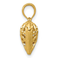 14K Polished 3-D Filigree Puffed Heart Pendant-D3819
