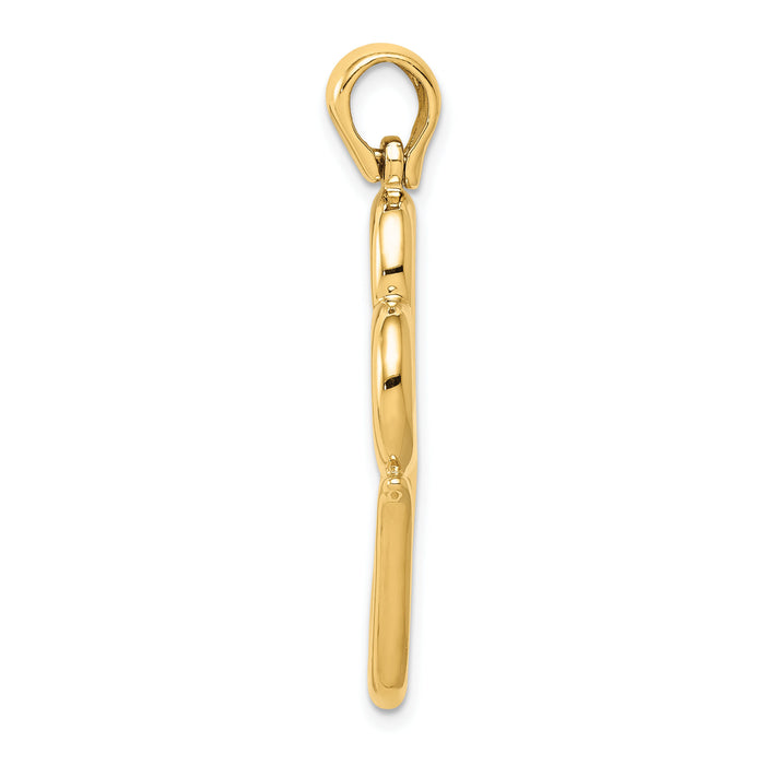 14K Polished Connected Double Hearts Pendant-D3824