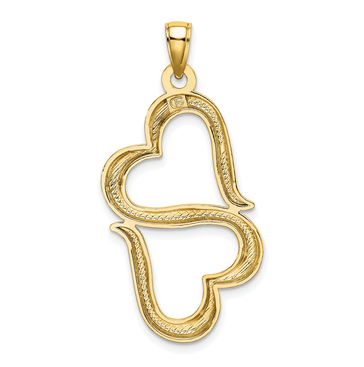 14K Polished Connected Double Hearts Pendant-D3824
