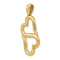14K Polished Connected Double Hearts Pendant-D3824