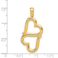 14K Polished Connected Double Hearts Pendant-D3824