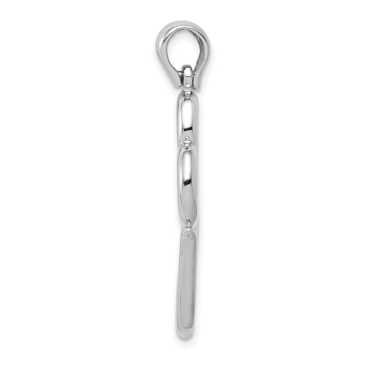 14K White Gold 3-D Solid Double Hanging Hearts Pendant-D3824W