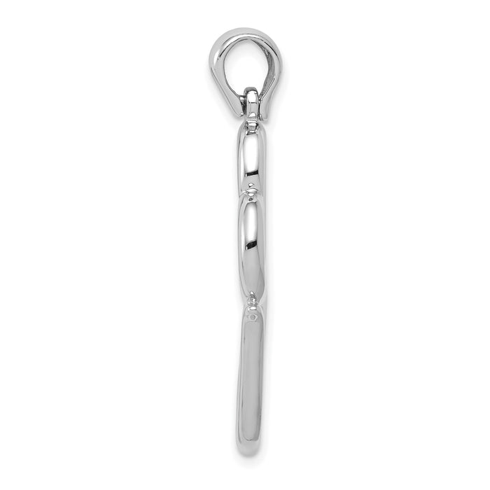 14K White Gold 3-D Solid Double Hanging Hearts Pendant-D3824W