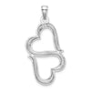 14K White Gold 3-D Solid Double Hanging Hearts Pendant-D3824W