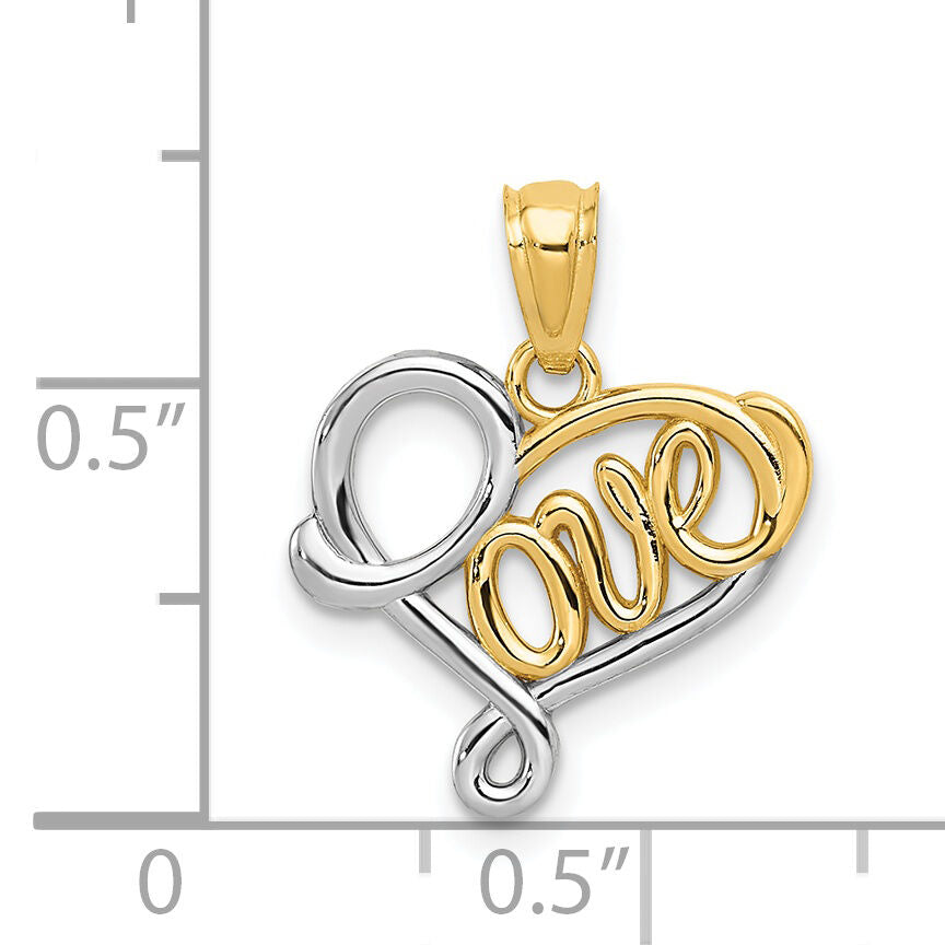 14k and Rhodium LOVE Pendant-D3846