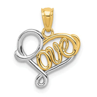 14k and Rhodium LOVE Pendant-D3846