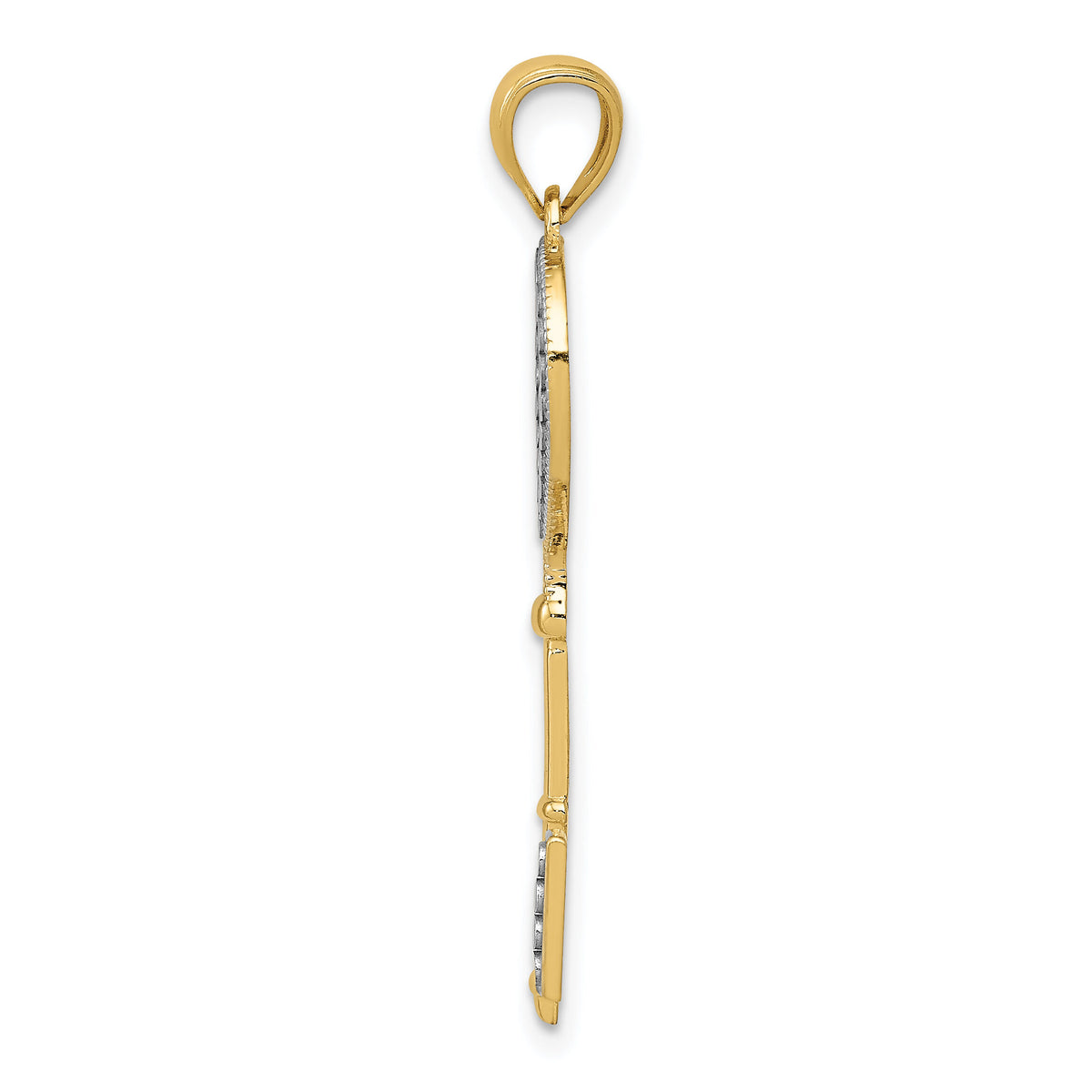 14K w/White Rhodium Polished Heart Key Charm-D3851
