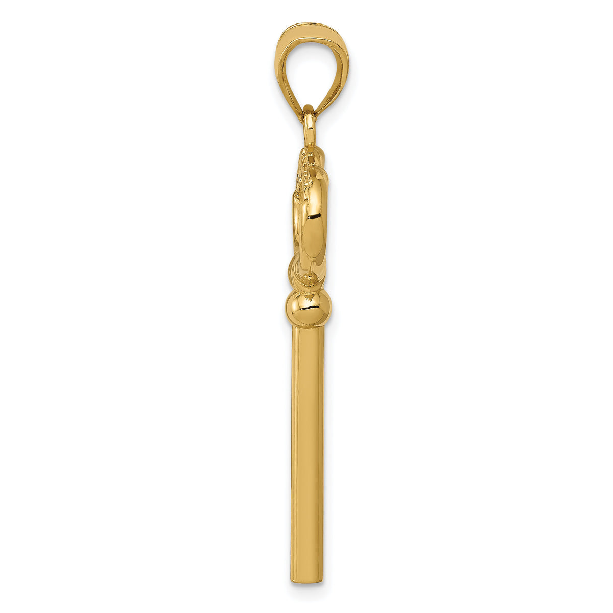 14K Polished 3-D KEY TO MY HEART Key Charm-D3853