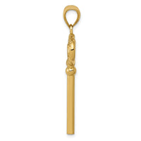 14K Polished 3-D KEY TO MY HEART Key Charm-D3853