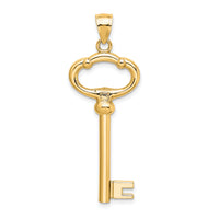 14K Polished 3-D KEY TO MY HEART Key Charm-D3853