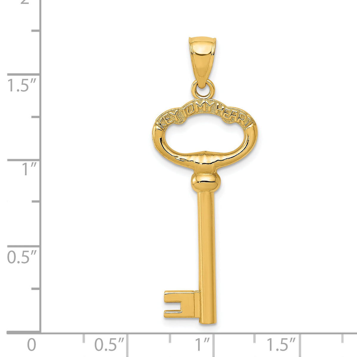 14K Polished 3-D KEY TO MY HEART Key Charm-D3853