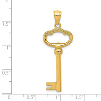 14K Polished 3-D KEY TO MY HEART Key Charm-D3853