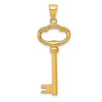 14K Polished 3-D KEY TO MY HEART Key Charm-D3853