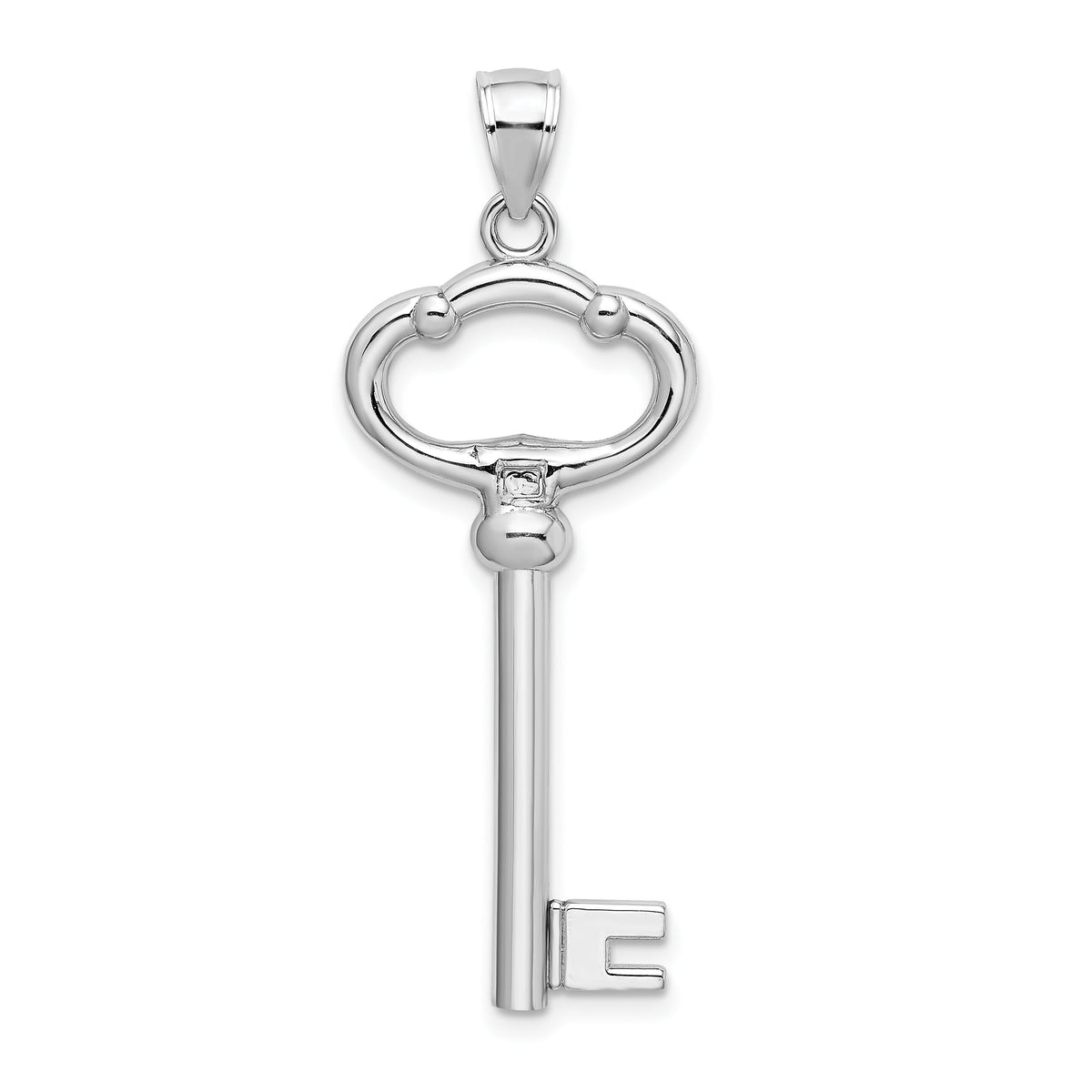 14K White Gold 3D KEY TO MY HEART Key Charm-D3853W