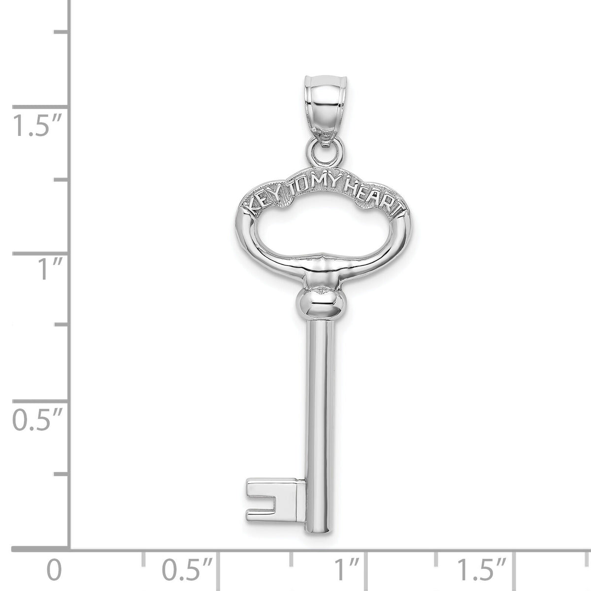 14K White Gold 3D KEY TO MY HEART Key Charm-D3853W