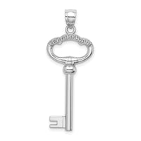14K White Gold 3D KEY TO MY HEART Key Charm-D3853W