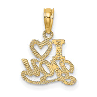 14K Polished and Textured I HEART YOU Charm-D3868