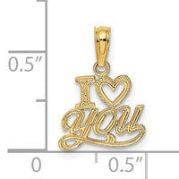 14K Polished and Textured I HEART YOU Charm-D3868