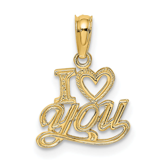 14K Polished and Textured I HEART YOU Charm-D3868