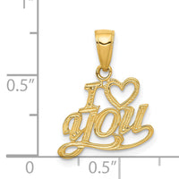 14K Polished and Textured I HEART YOU Pendant-D3869