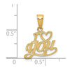 14K Polished and Textured I HEART YOU Pendant-D3869