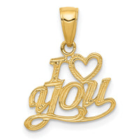 14K Polished and Textured I HEART YOU Pendant-D3869