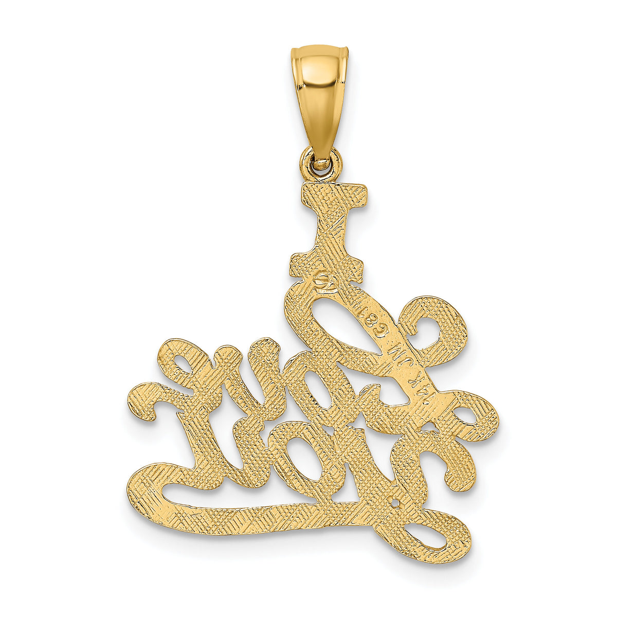 14K Textured I LOVE YOU Charm-D3871