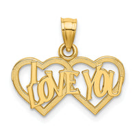 14K I LOVE YOU Double Heart Charm-D3872