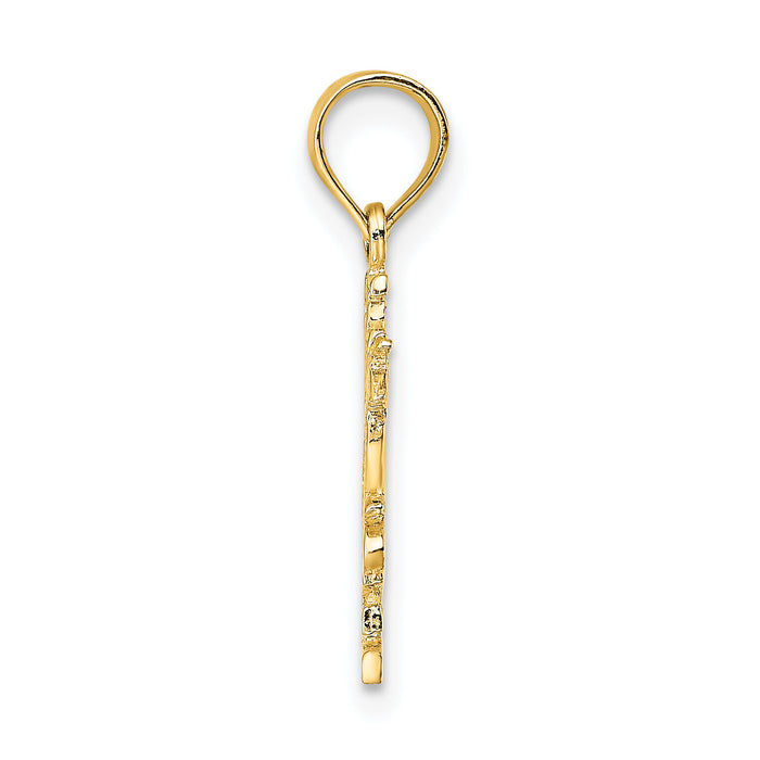 14K HE LOVES ME Heart Charm-D3884
