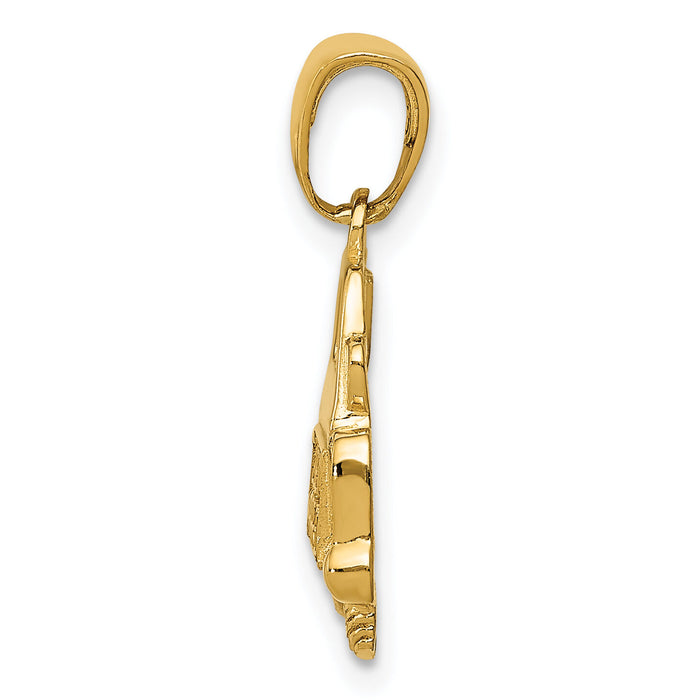 14K Polished and Textured Just Married Pendant-D3887